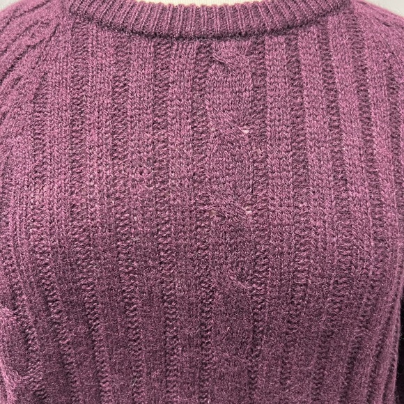 Fox Cozy Purple Burgundy Pure Wool Knit Sweater Size M - Picture 2 of 3